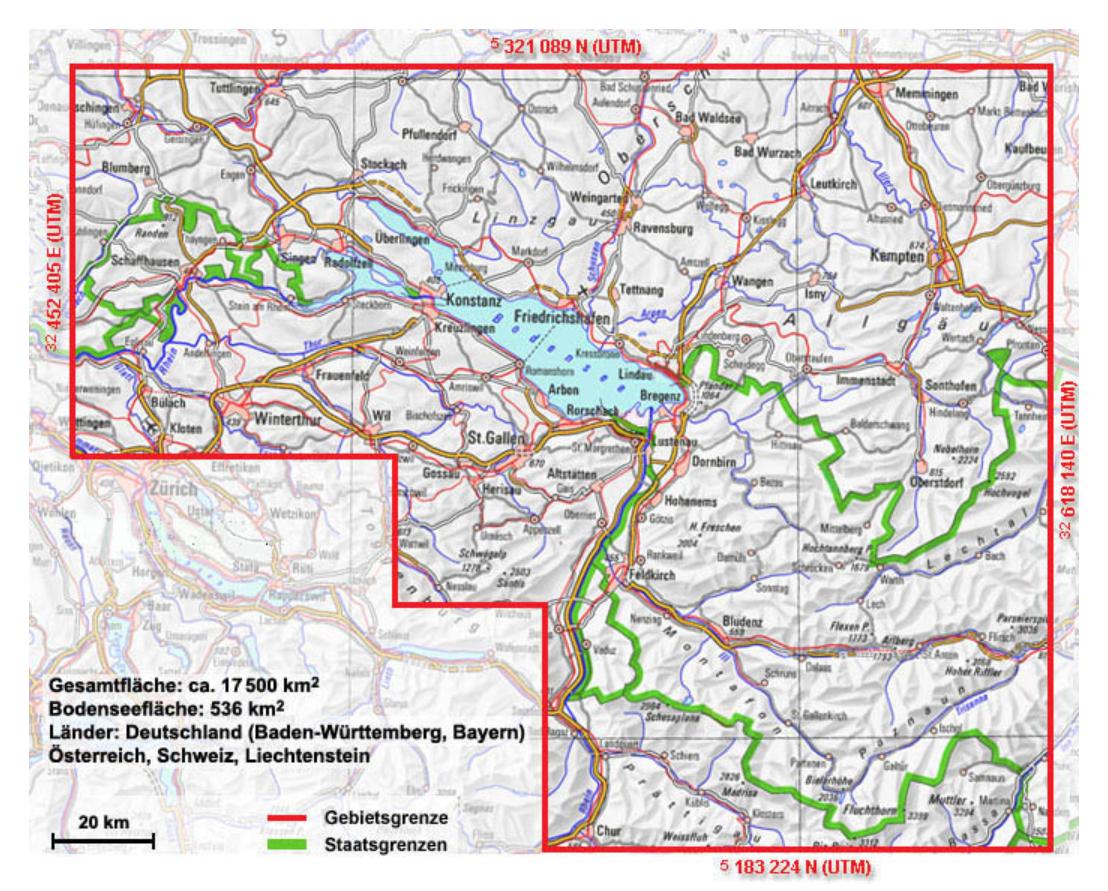 Das Gebiet des Bodensee-Datenpools